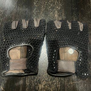 Leather Fingerless Unisex Weight Training Cycling Driving Gloves - Brown Color